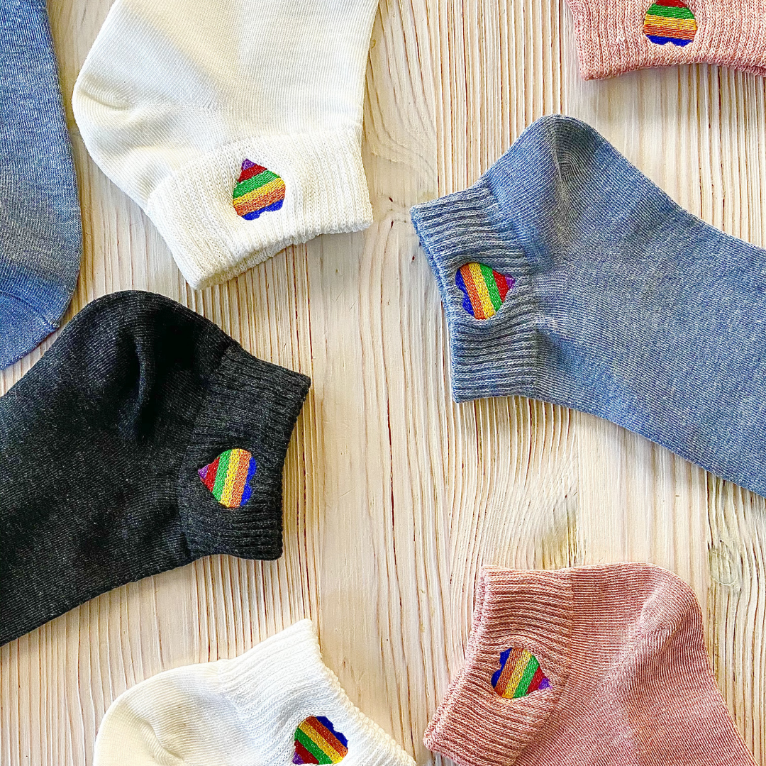 Rainbow Heart Socks